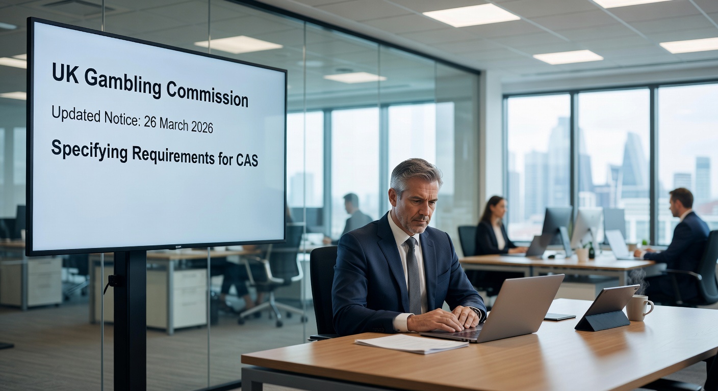 Casino cashier counter with stacks of currency and regulatory compliance documents, illustrating MSB operations under new UK rules