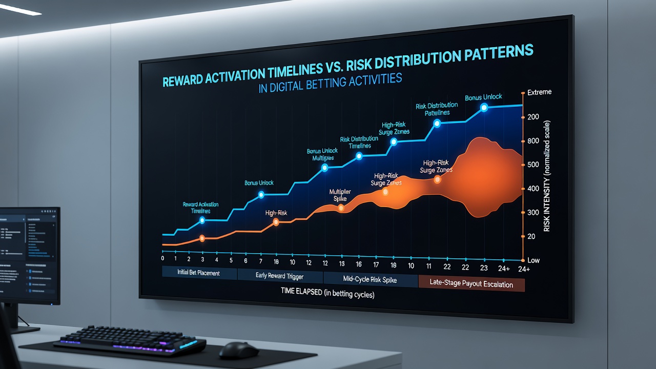 Chart illustrating risk distribution patterns across various digital betting sessions and reward timelines