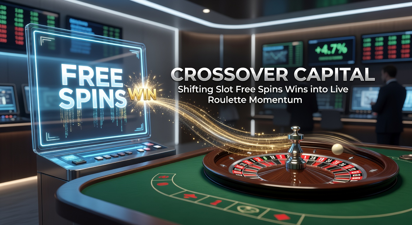 Vibrant slot machine free spins screen transitioning to a live roulette wheel in action, symbolizing crossover capital flow
