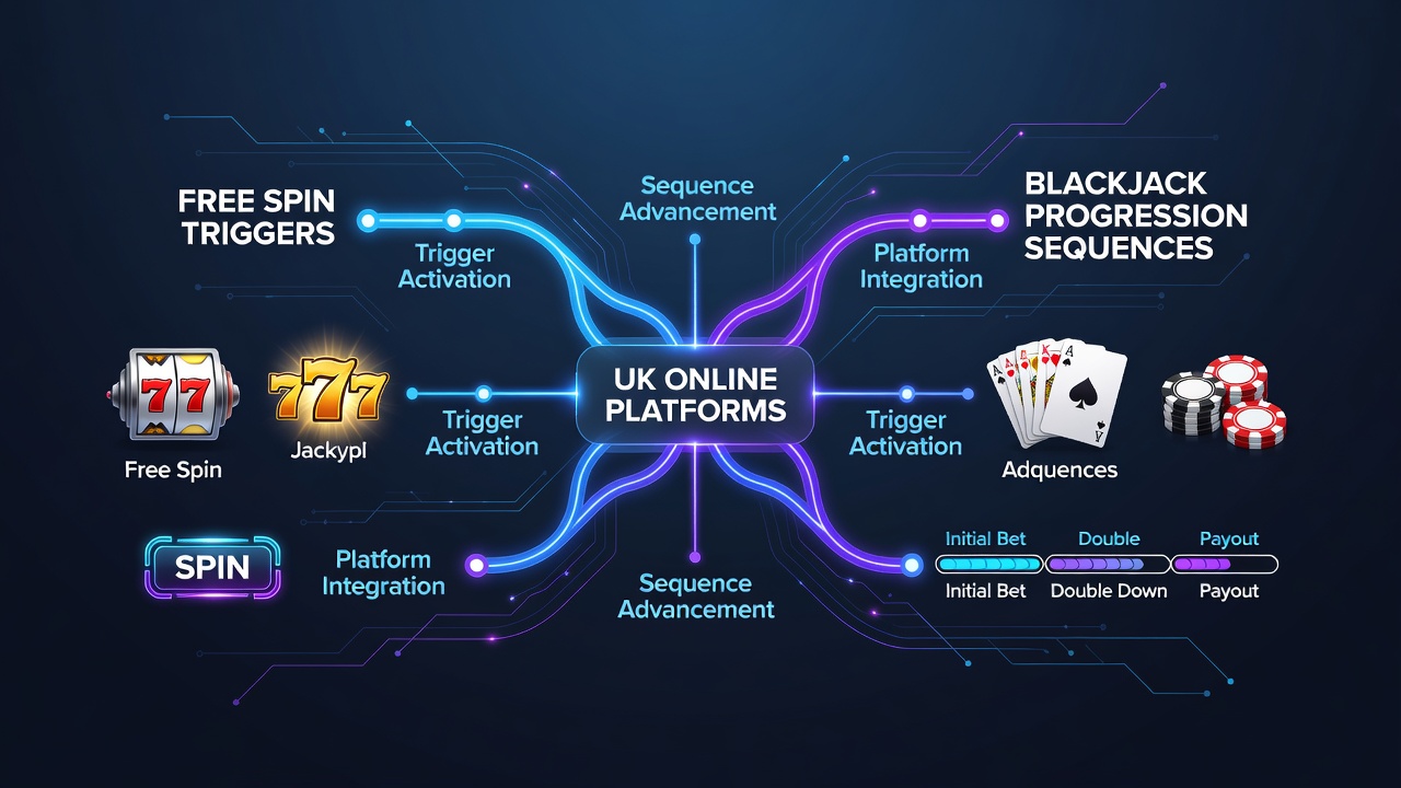 Blackjack progression sequences integrated with slot features on UK platforms