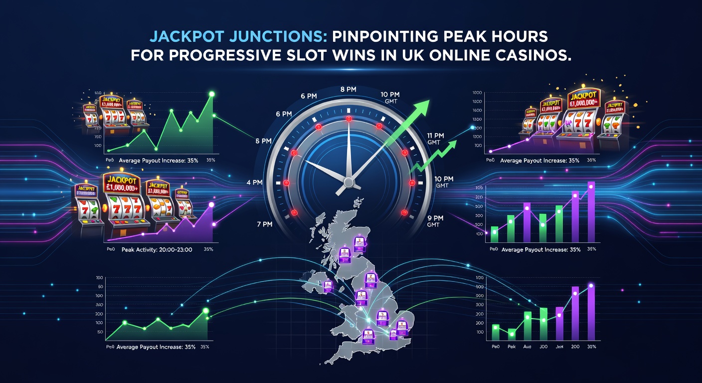 Graph charting daily slot player traffic in UK online casinos, with sharp peaks in evening hours and weekends highlighted in bold lines against a backdrop of slot jackpot icons