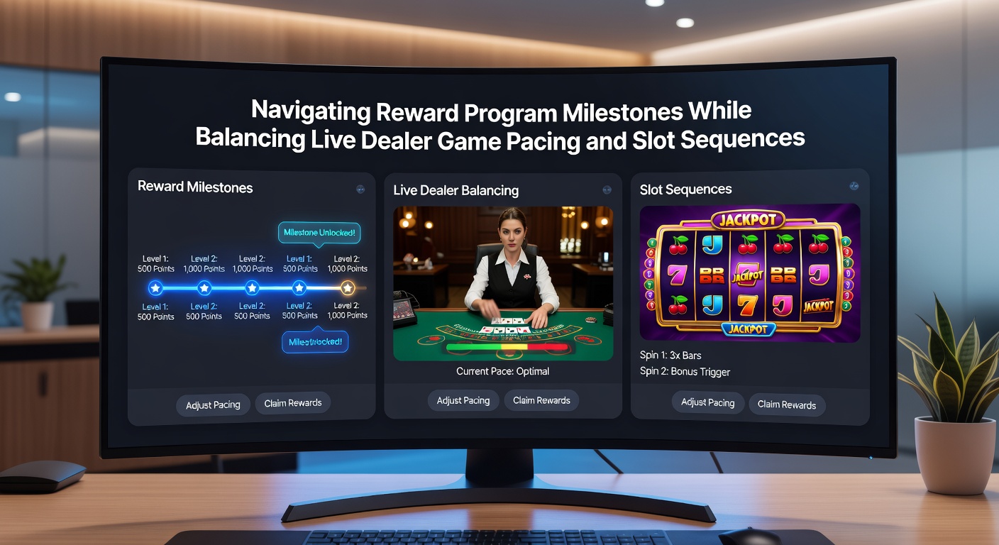 Casino screen showing live dealer table alongside slot game interface with reward progress indicators