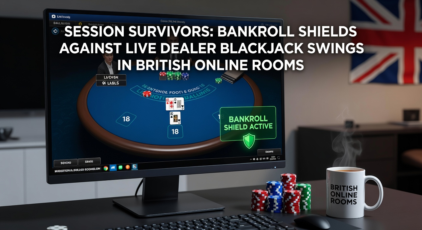 A vibrant live dealer blackjack table streaming from a British online casino, showing cards in play and a focused dealer interacting with digital players