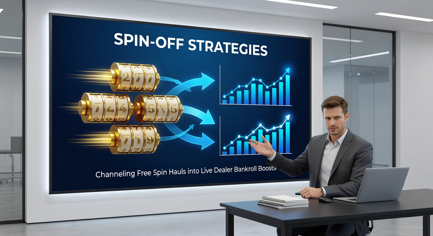 Live dealer roulette wheel in action with overlaid slot free spin icons merging into a growing bankroll chart, illustrating strategic fund channeling