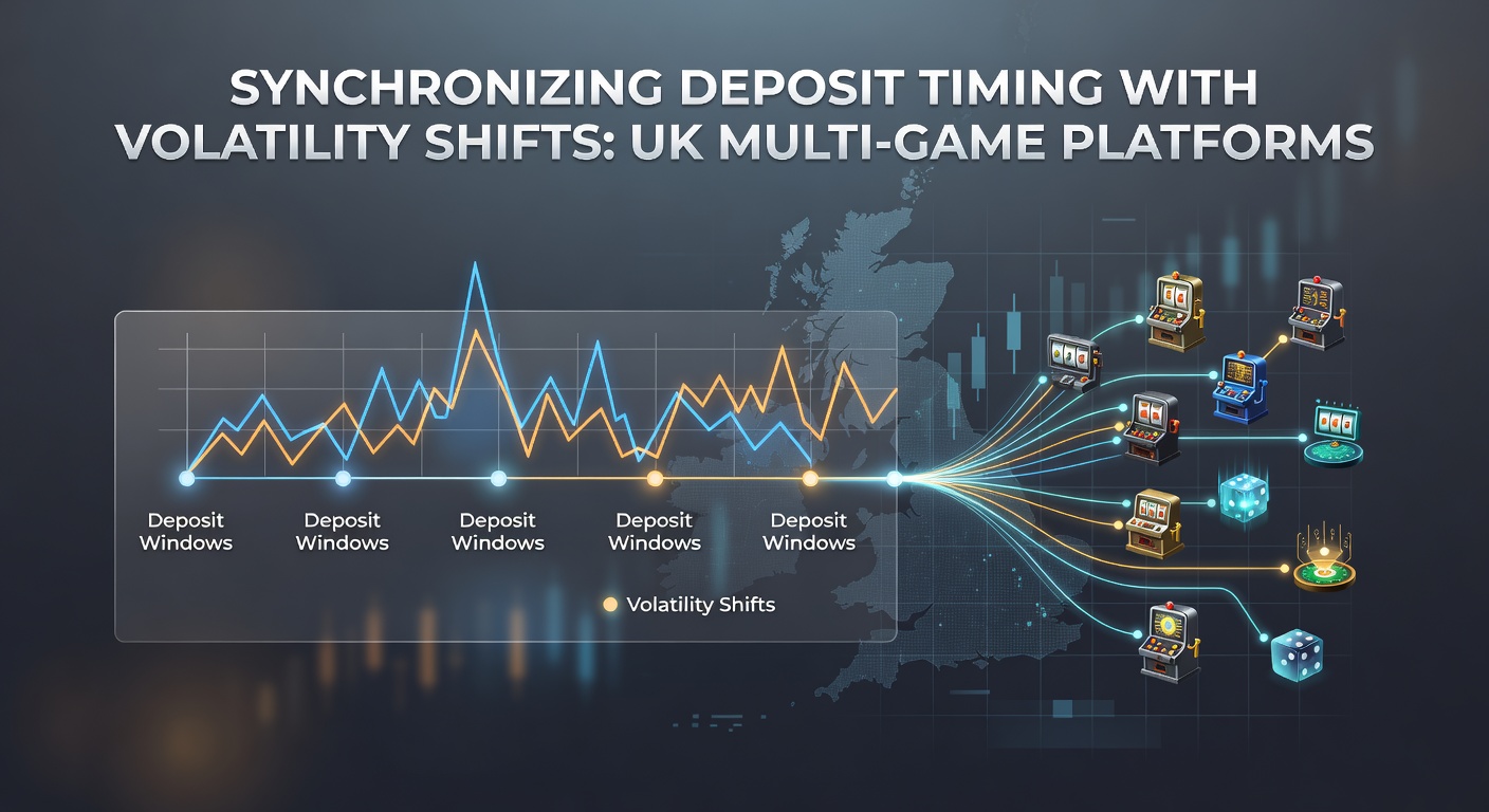 UK multi-game casino interface showing deposit timing and volatility metrics across slots and table games