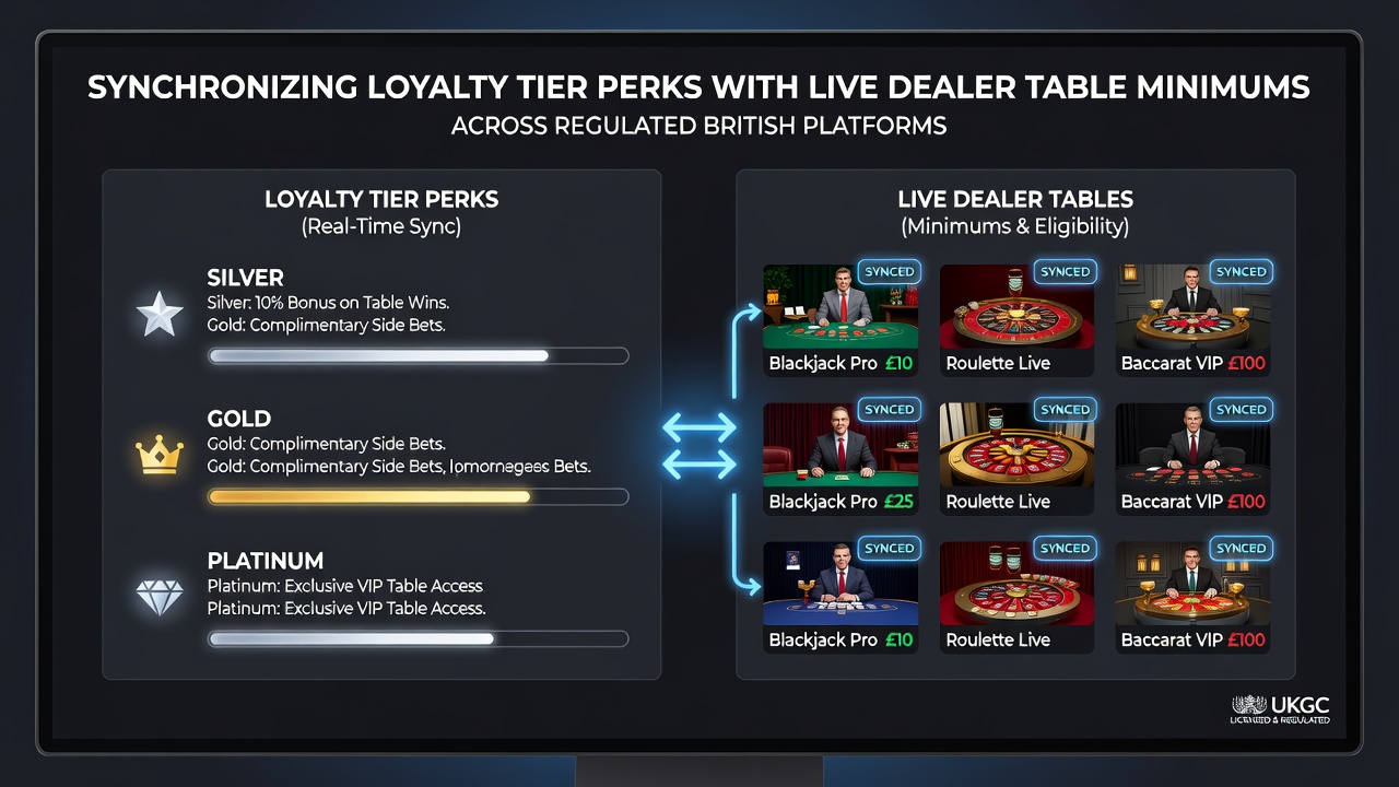 Detailed view of synchronized loyalty perks applied to live dealer tables