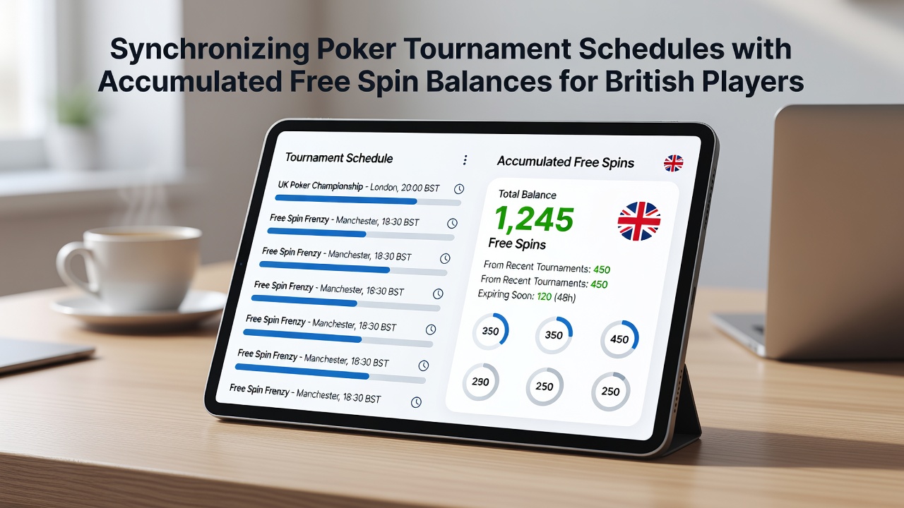 Detailed view of a scheduling app showing poker events synced with free spin expiry dates for UK users