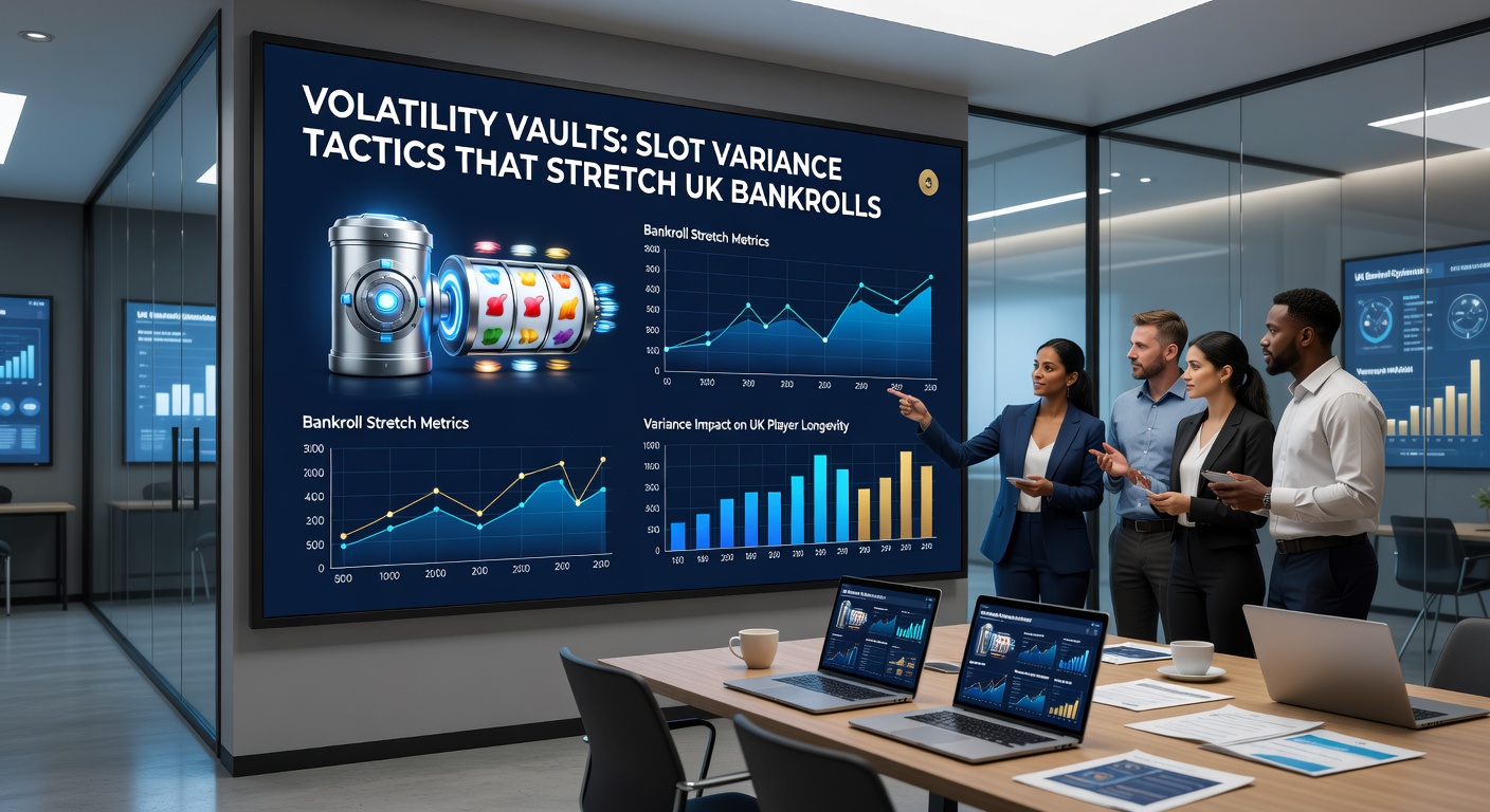 Player at a UK slot terminal, bankroll graph showing extended play curves from smart variance choices