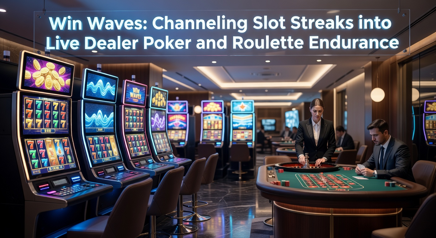 Vibrant slot reels lighting up with a winning streak, transitioning to live dealer poker and roulette tables